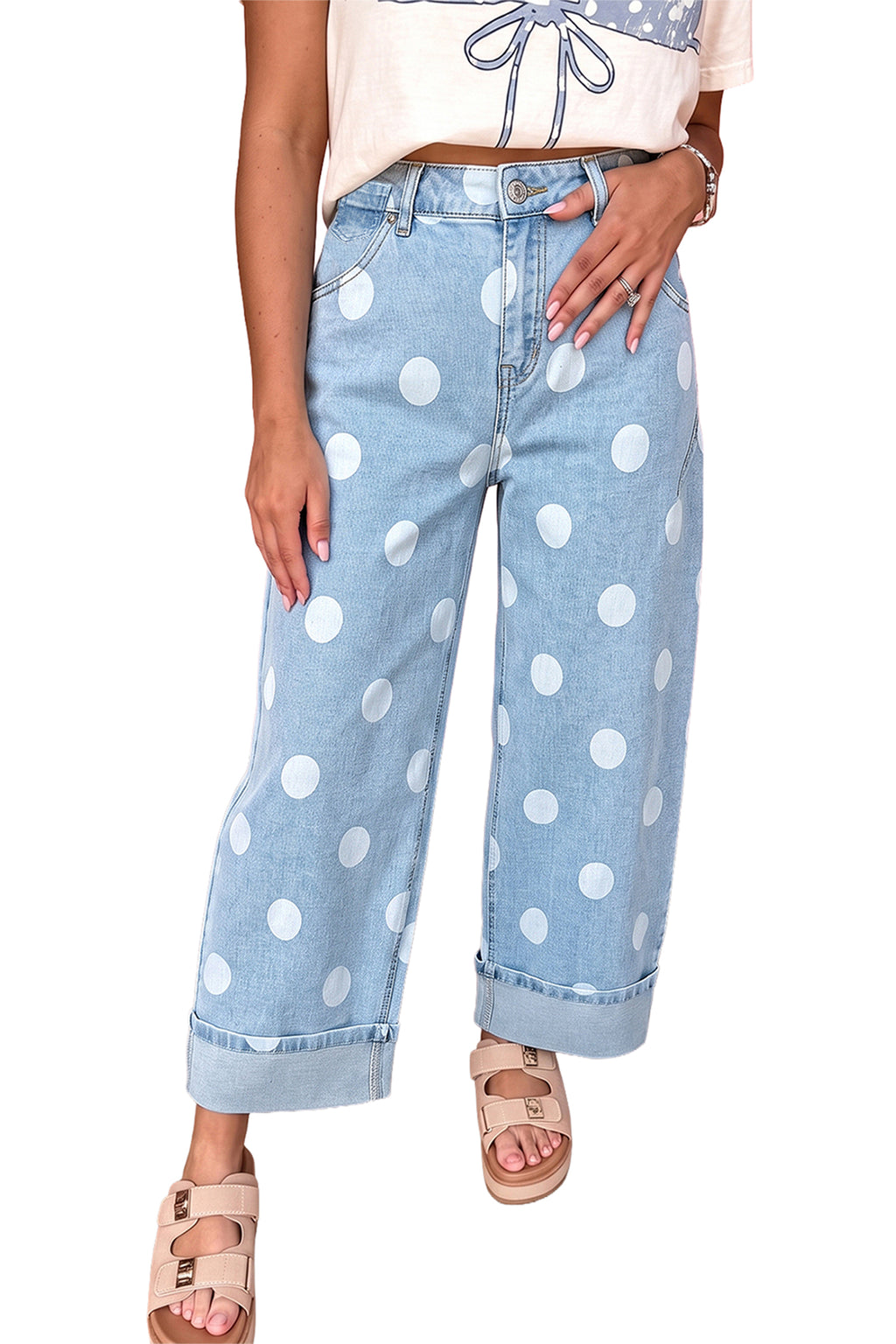 "Blue or Khaki" In Polka Dot Jeans