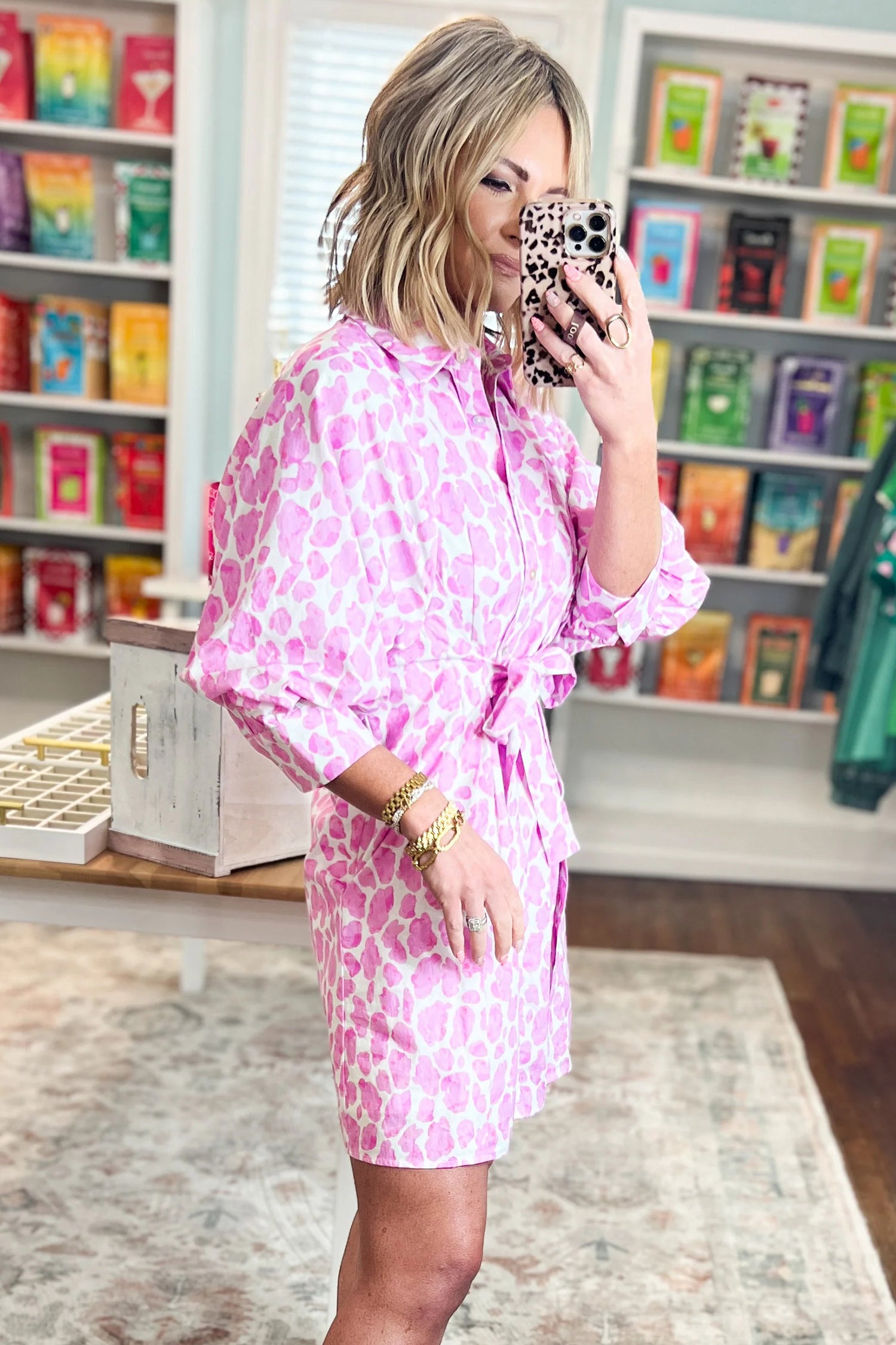 "The Pink Leopard" Shirt Dress