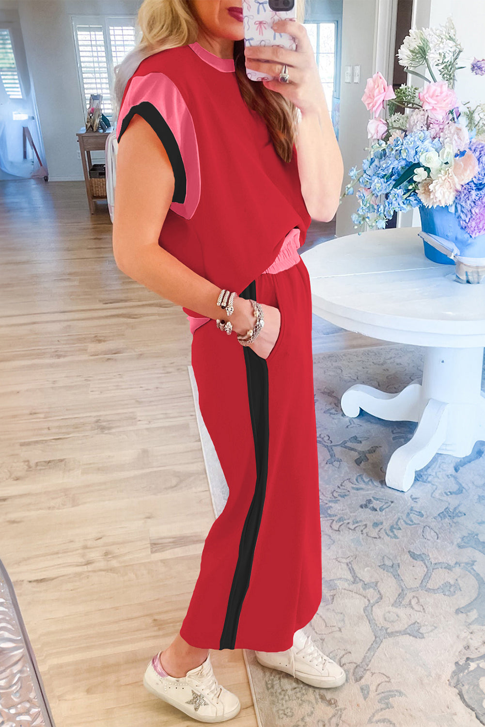 "Color Me Pretty" Color Block Two-piece Pants Set