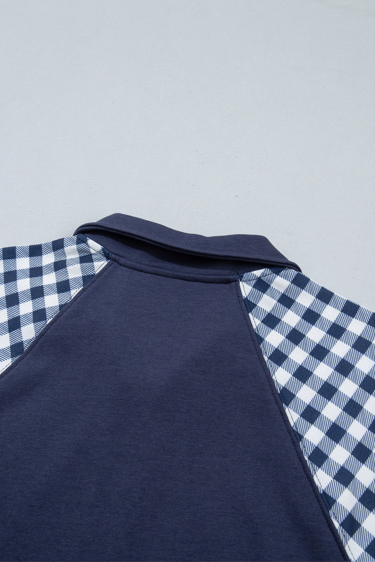 Patchwork Plaid Pocket Quarter Zip Pullover