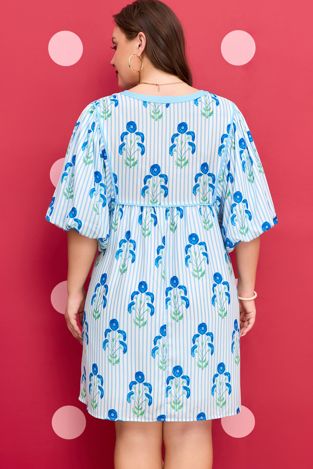 "Sky Blue Floral" Plus Size Dress