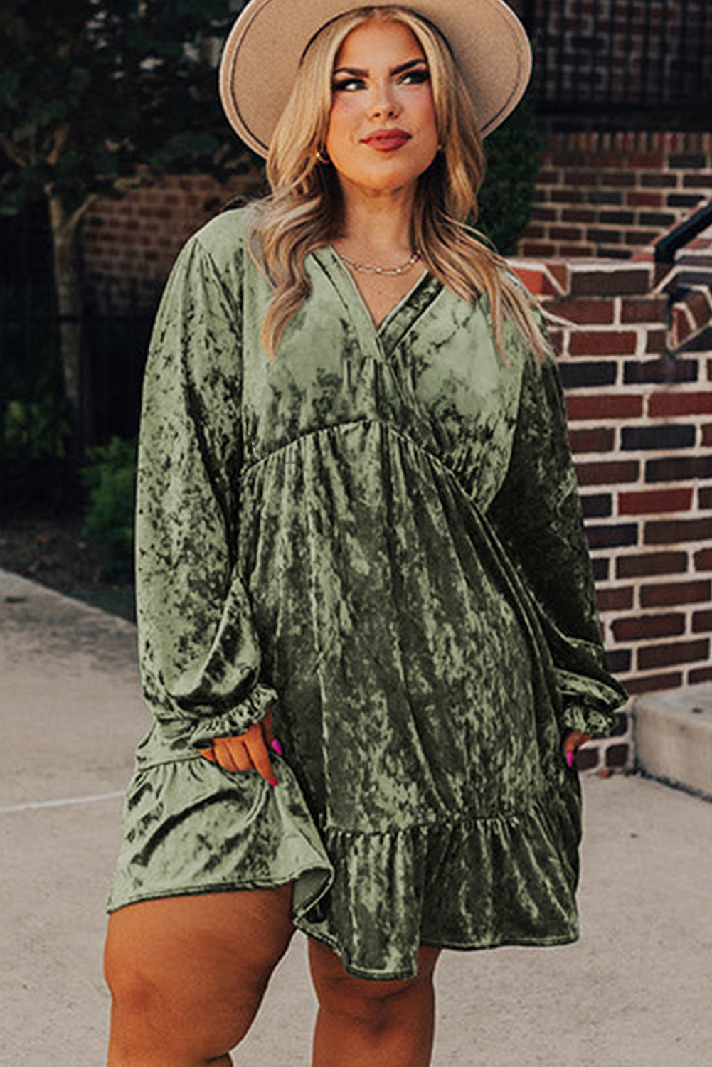 “Very Velvet” Babydoll Plus Size Dress