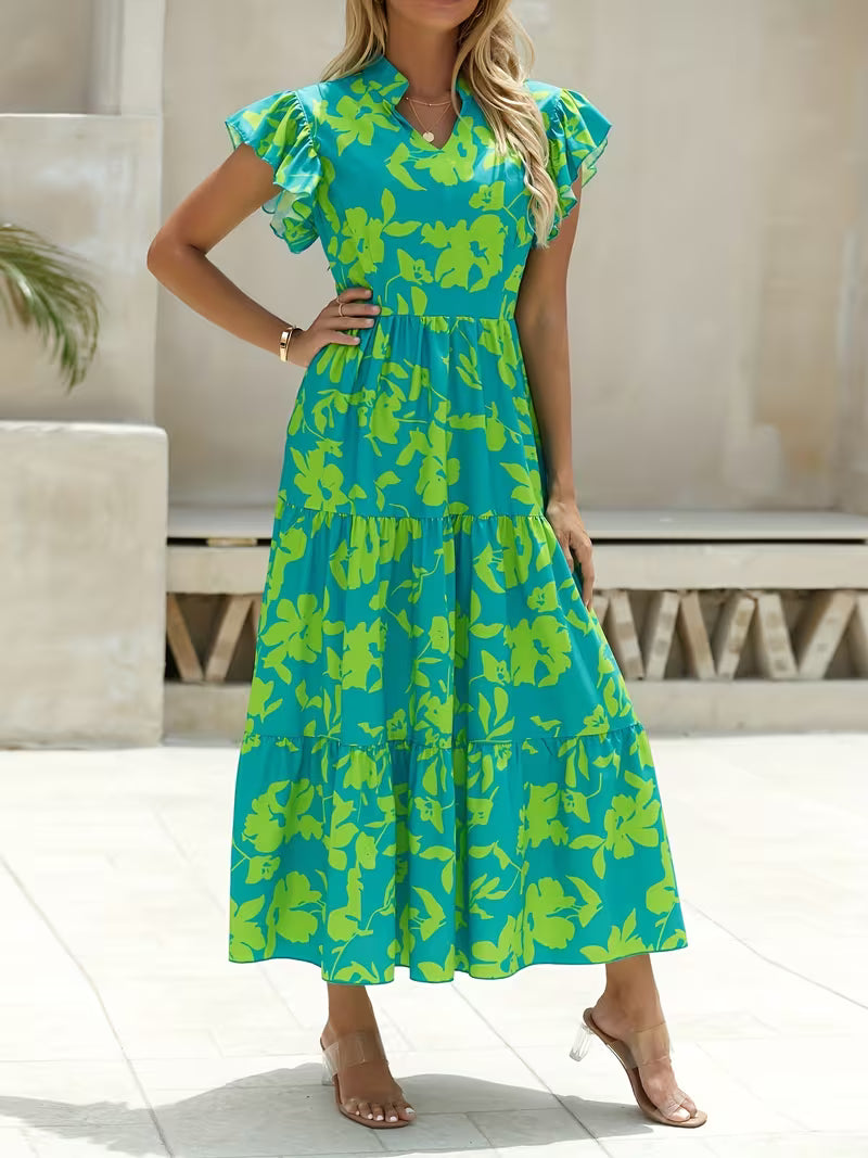 Bold Green Floral Maxi