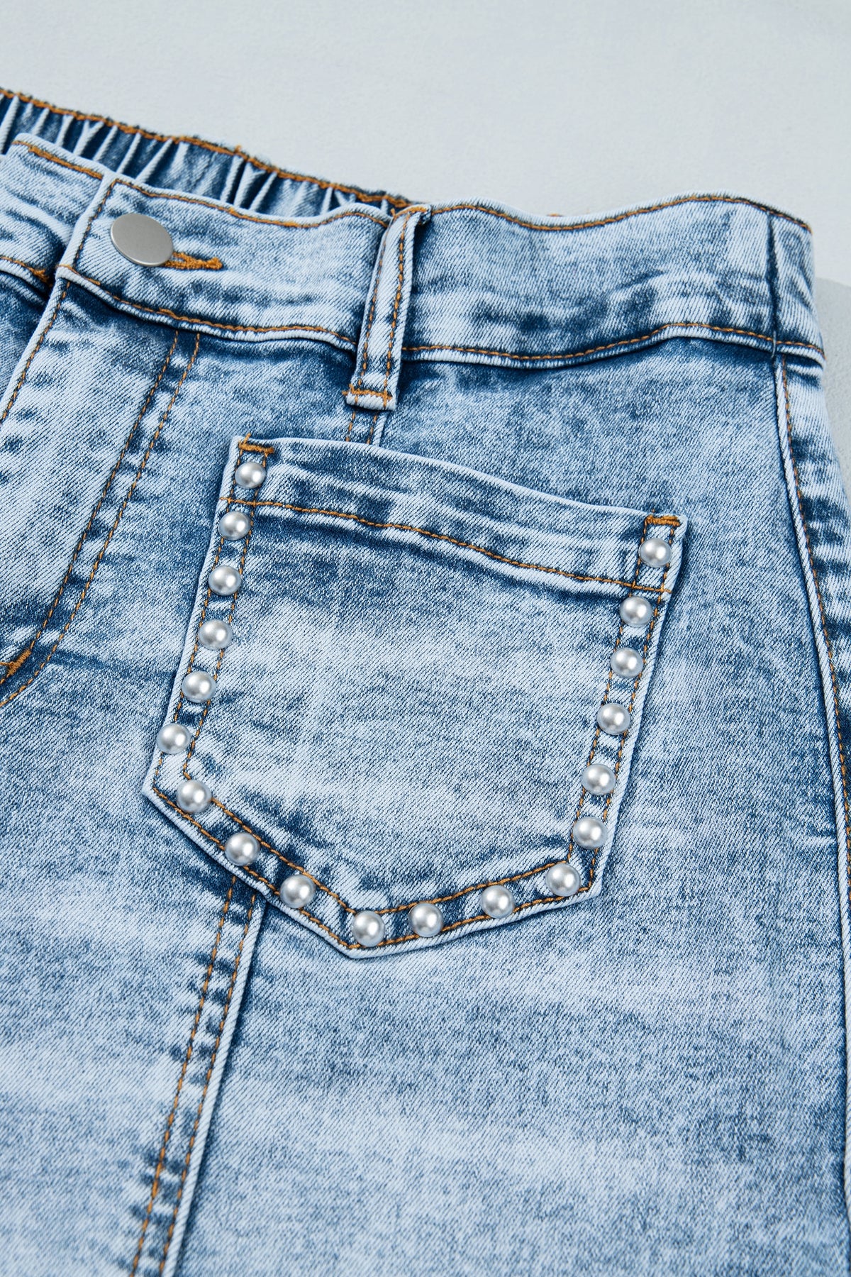 "Frayed & Studded" Wide Leg Jeans