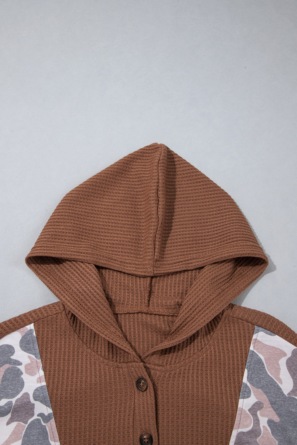 "Khaki & Camo" Waffle & Patchwork Hoodie