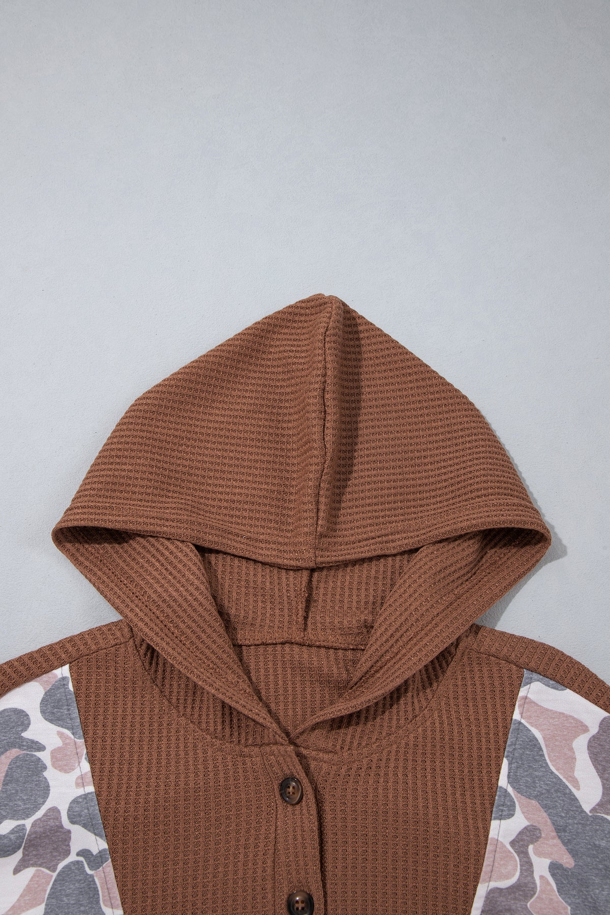 "Khaki & Camo" Waffle & Patchwork Hoodie