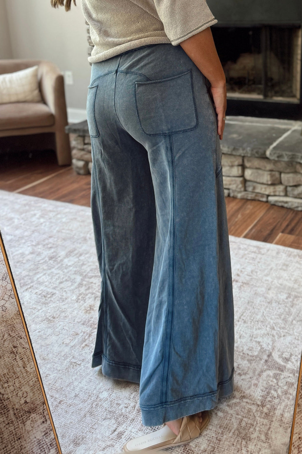 “Baby I’m Blue” Mineral Wash Flare Leg Pants