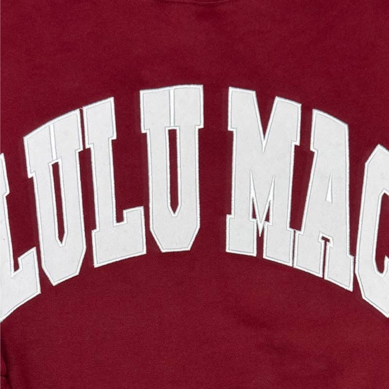Lulu Mac Maroon & White Stitch Logo Sweatshirt