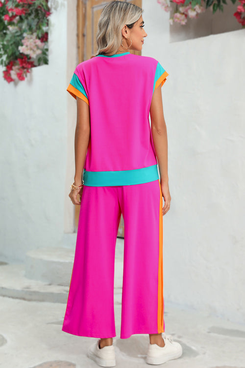 "Color Me Pretty" Color Block Two-piece Pants Set