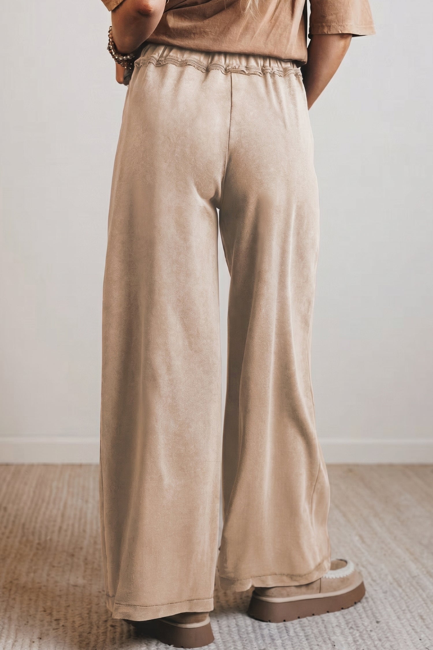 "Khaki or Blue" Boho Mineral Wash Wide Leg Pants