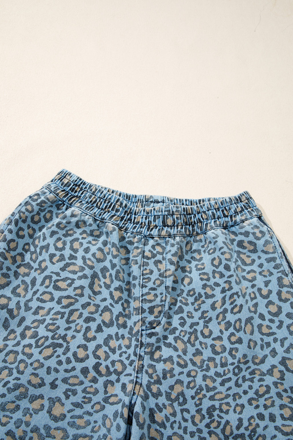 Blue Leopard Wide Leg Jeans