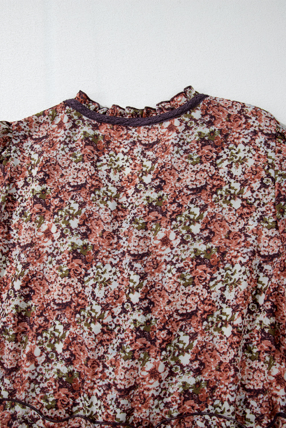"Beauty in Brown" Floral Frilled Dress