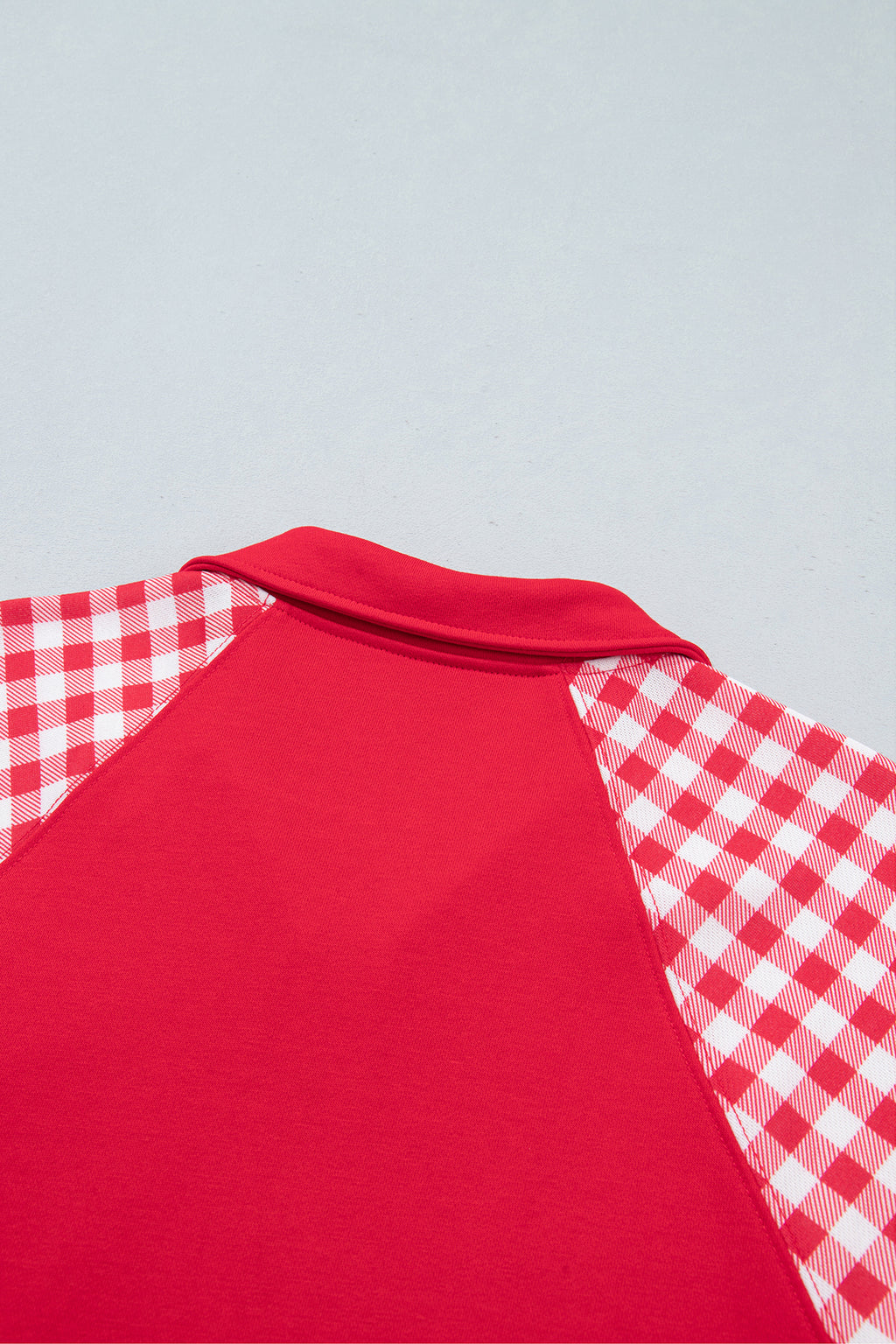 Patchwork Plaid Pocket Quarter Zip Pullover