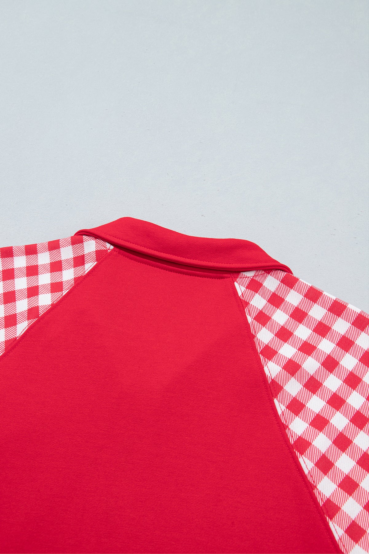 Patchwork Plaid Pocket Quarter Zip Pullover