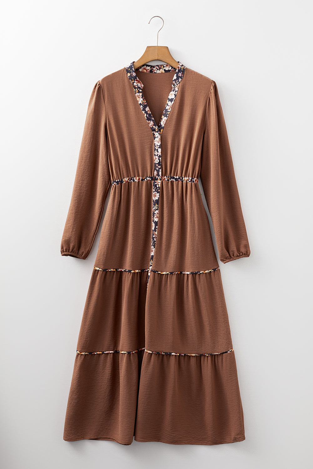 "Cheerful In Chestnut" Long Sleeve Maxi Dress