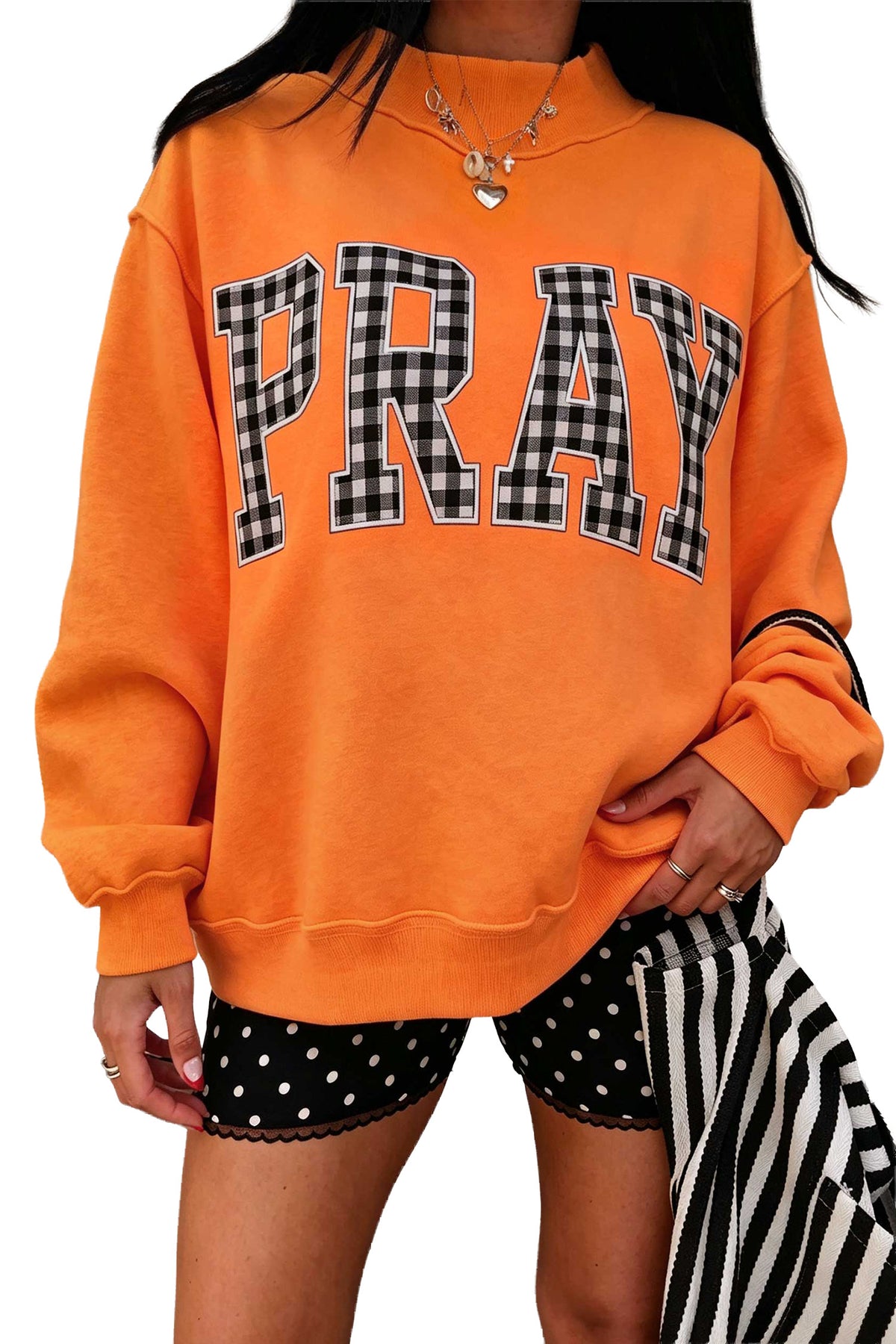 "PRAY in Polka Dot" Embroidered Sweatshirt