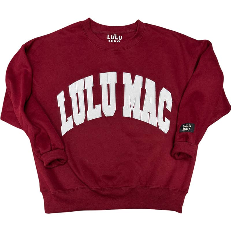 Lulu Mac Maroon & White Stitch Logo Sweatshirt