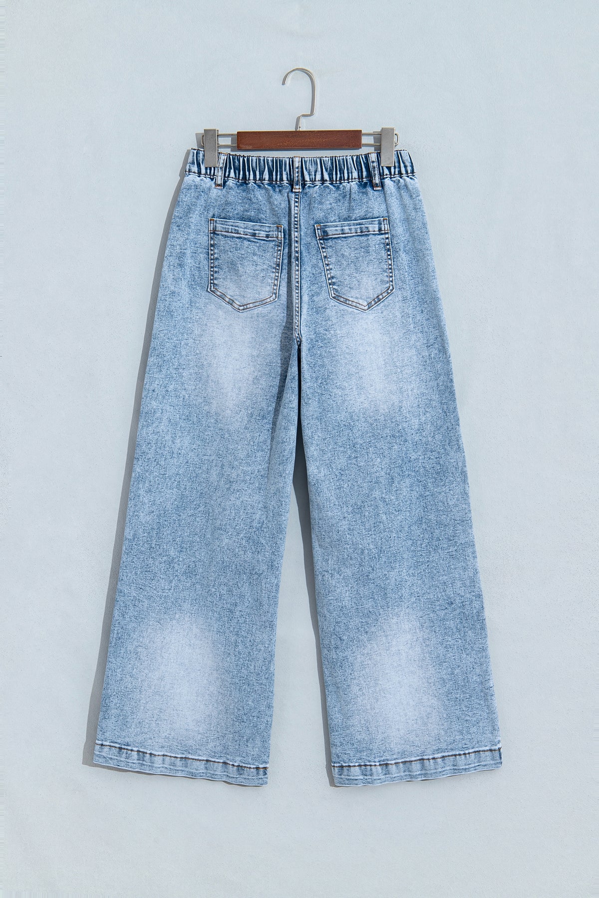 "Frayed & Studded" Wide Leg Jeans