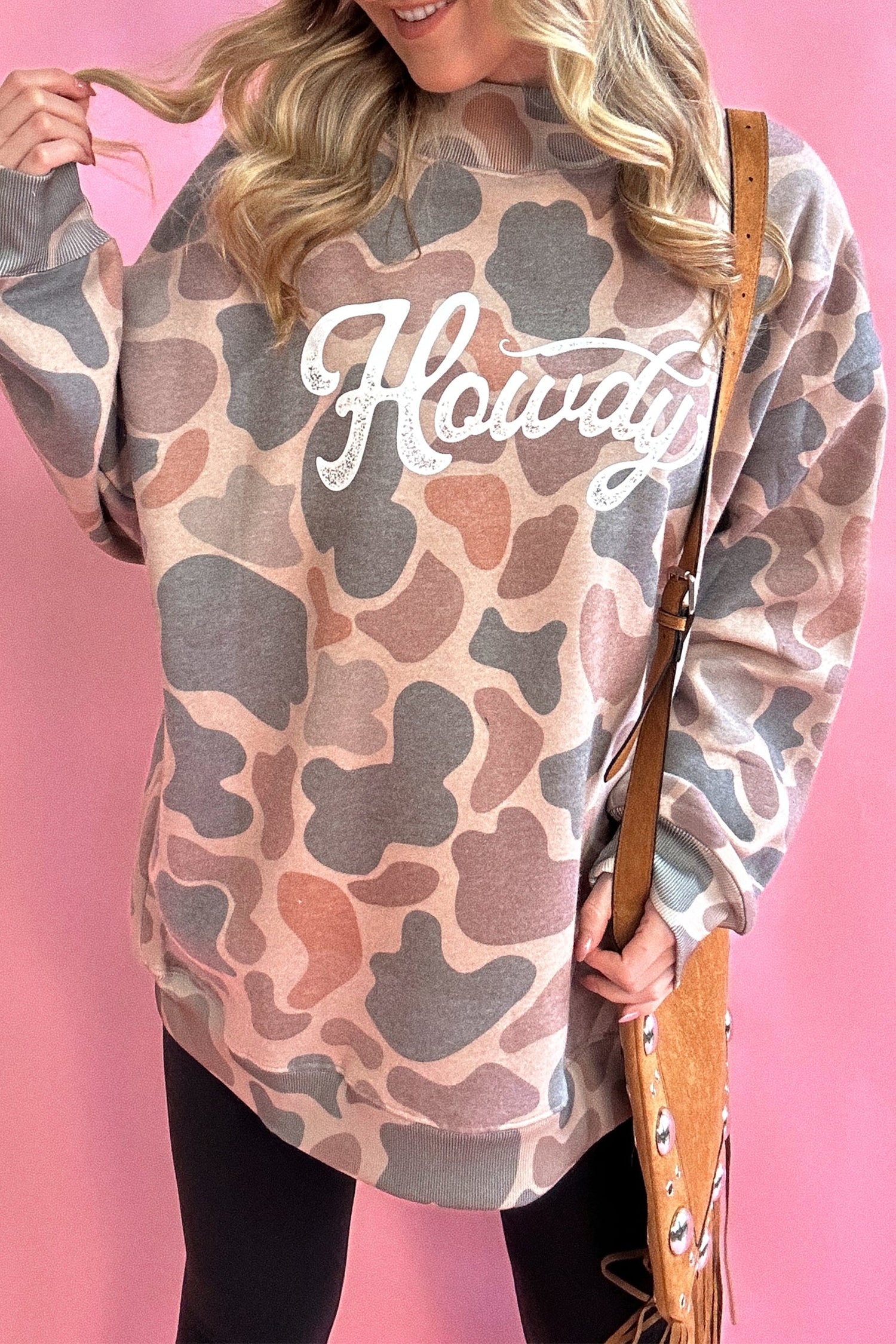 "Howdy" Camo Pullover Sweatshirt