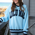 Lulu Mac Social Society: Light Blue/Navy Stitch Logo Sweatshirt