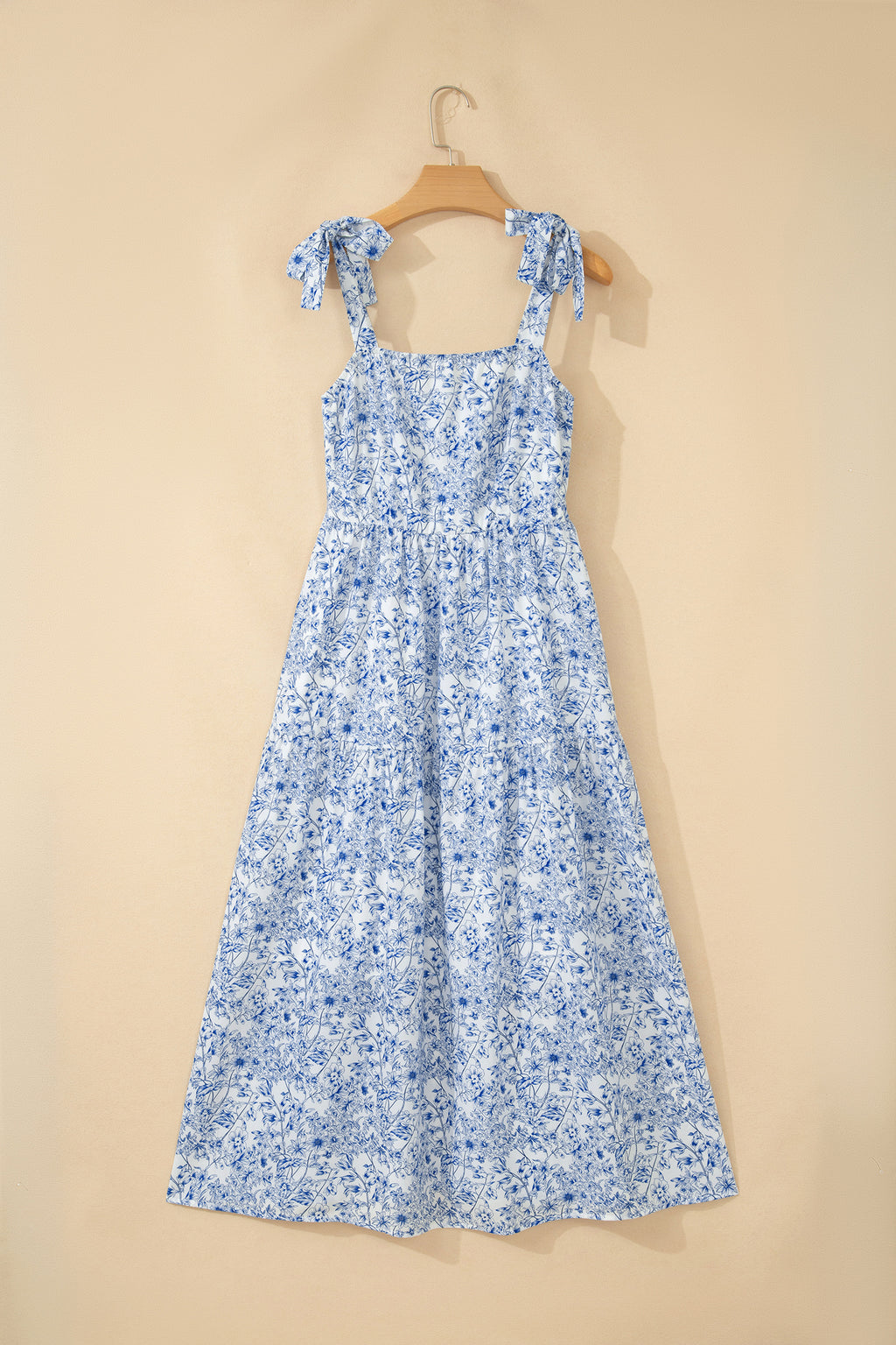 "Touch the Sky" Floral Tie Straps Maxi Dress