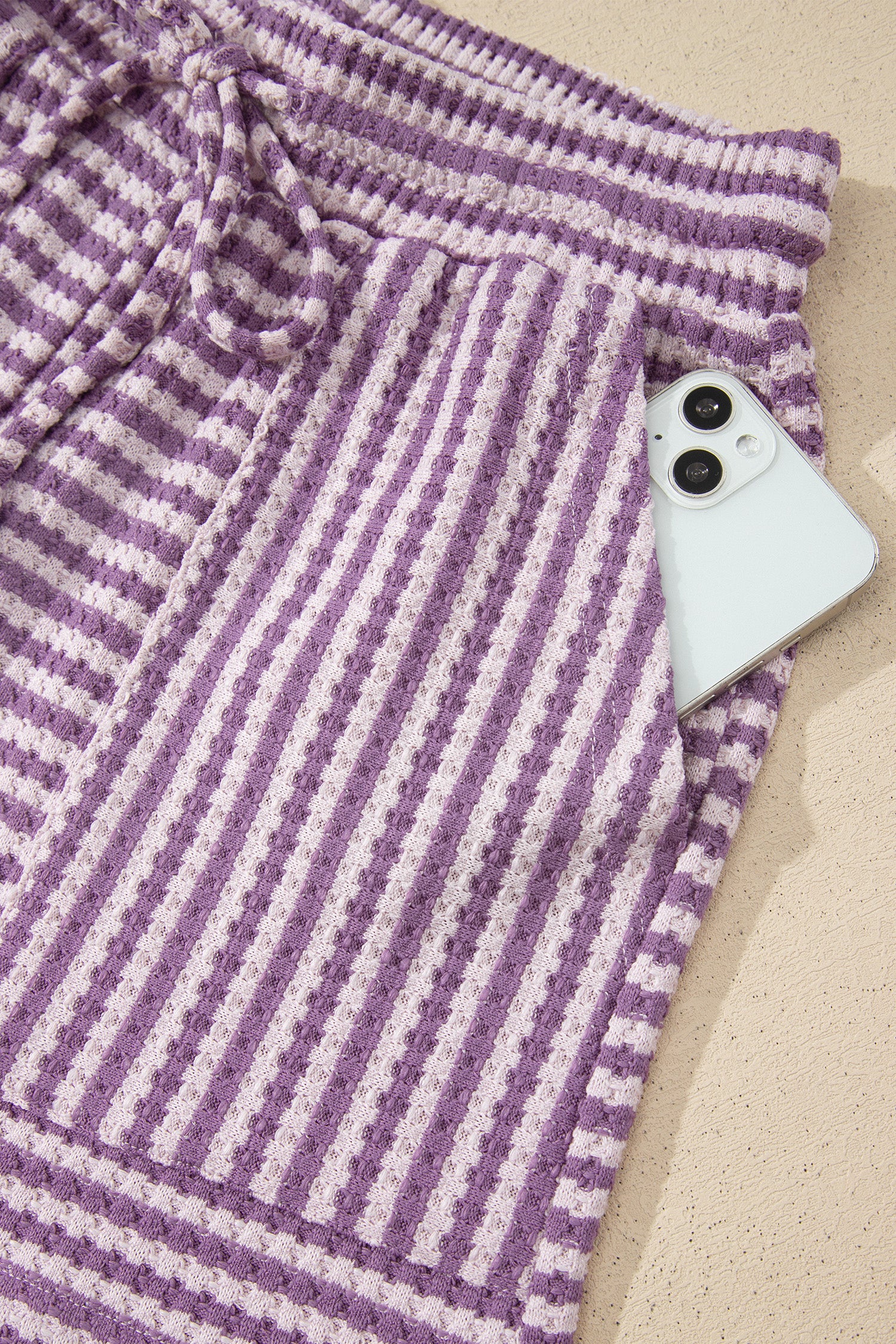 “Seeing Stripes” Textured Knit Short Set