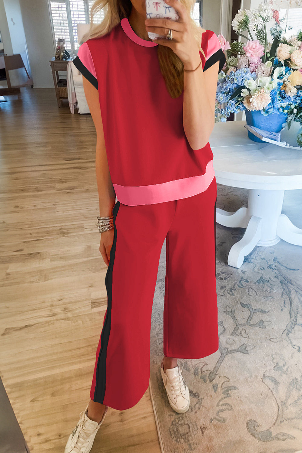 "Color Me Pretty" Color Block Two-piece Pants Set