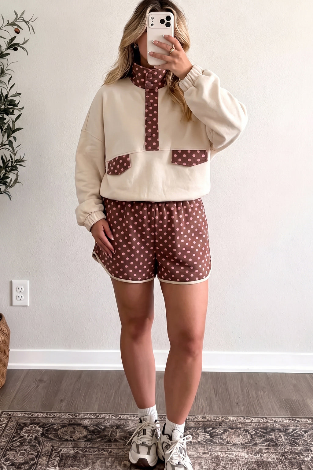 "Bop Around in Brown" Polka Dot Pullover Set