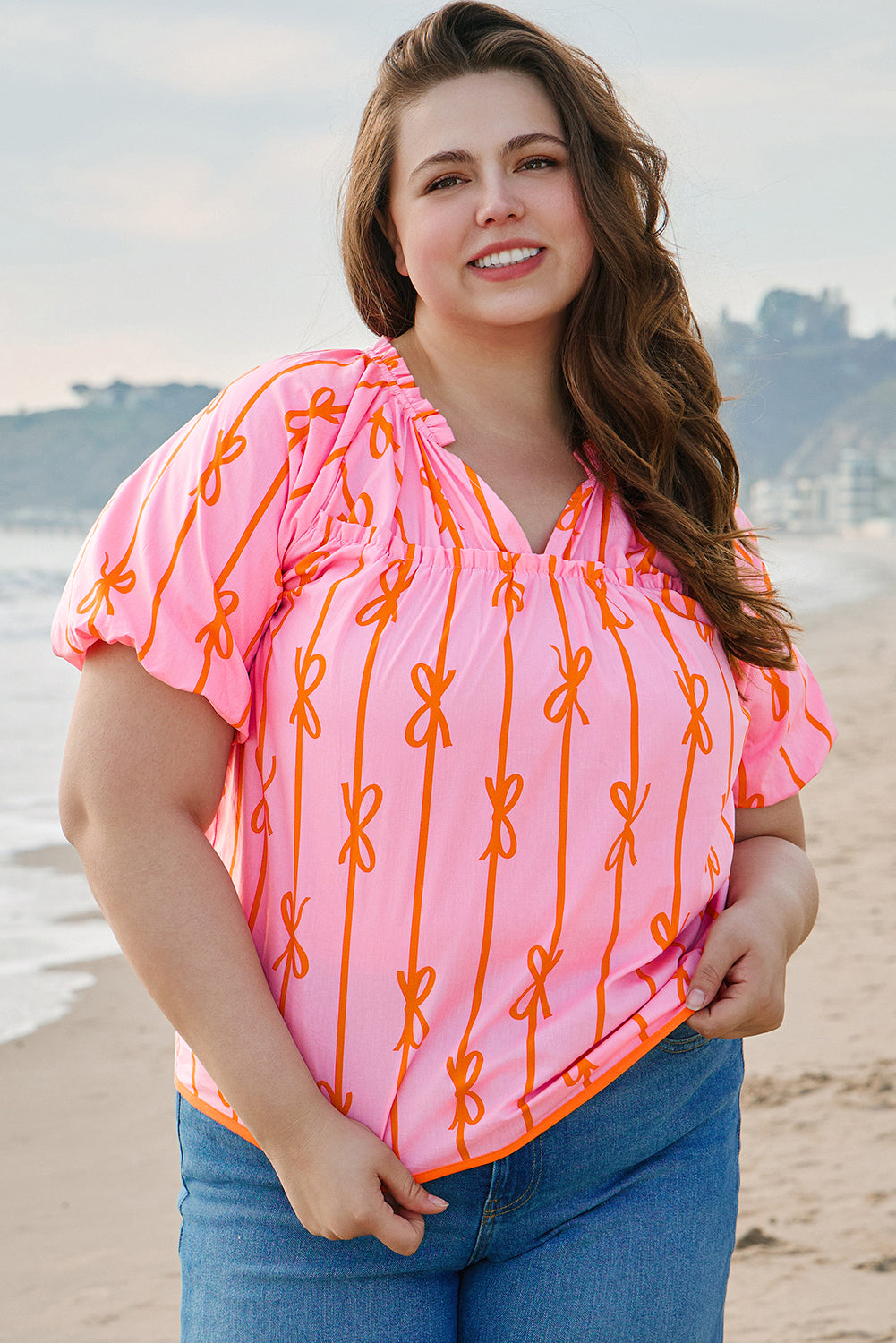 "Brillant In Bows" Plus Size Top