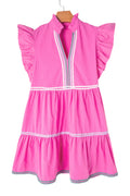 "Slay In Strawberry" Pink Flutter Dress