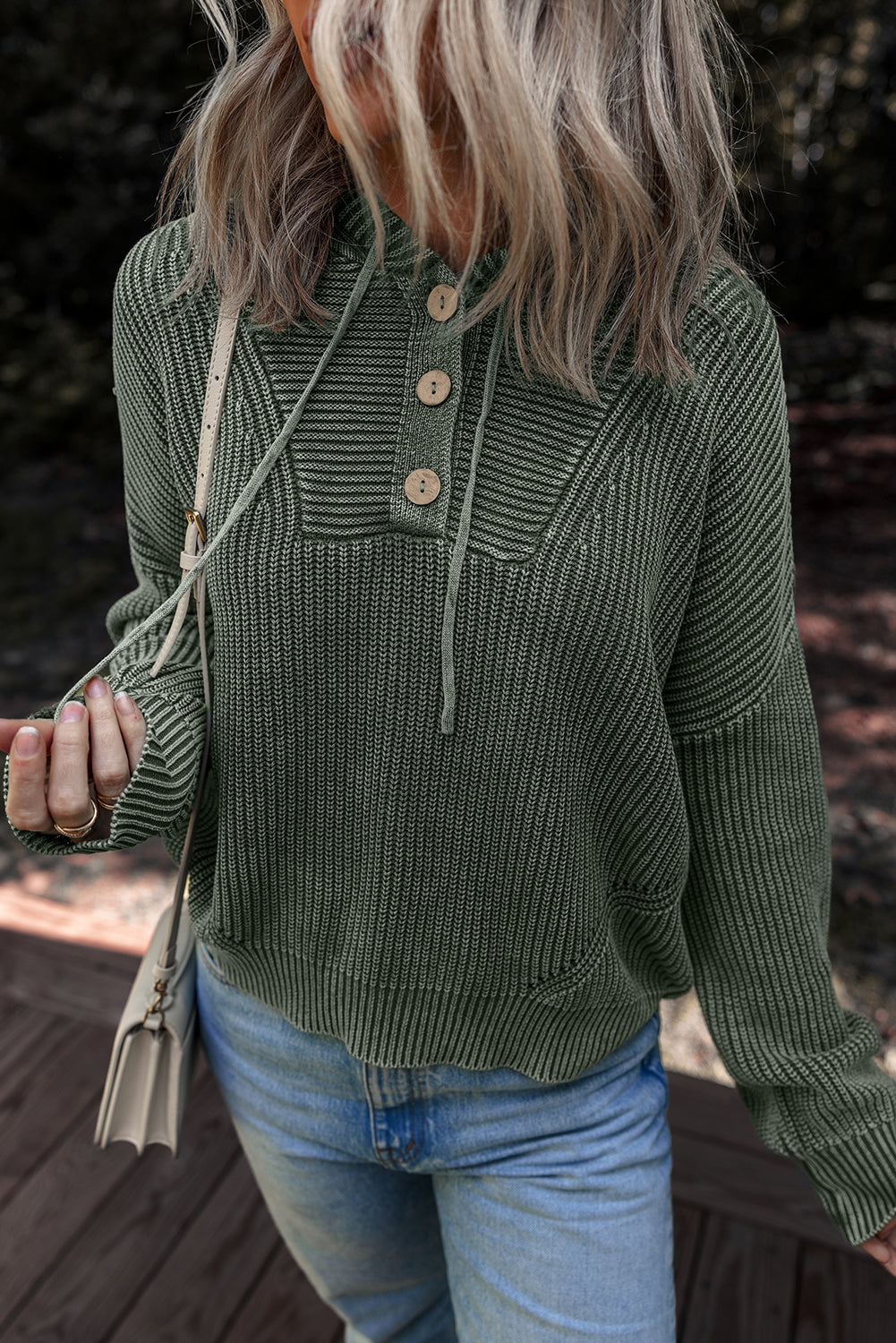 “Misty Green” Mineral Wash Hooded Sweater