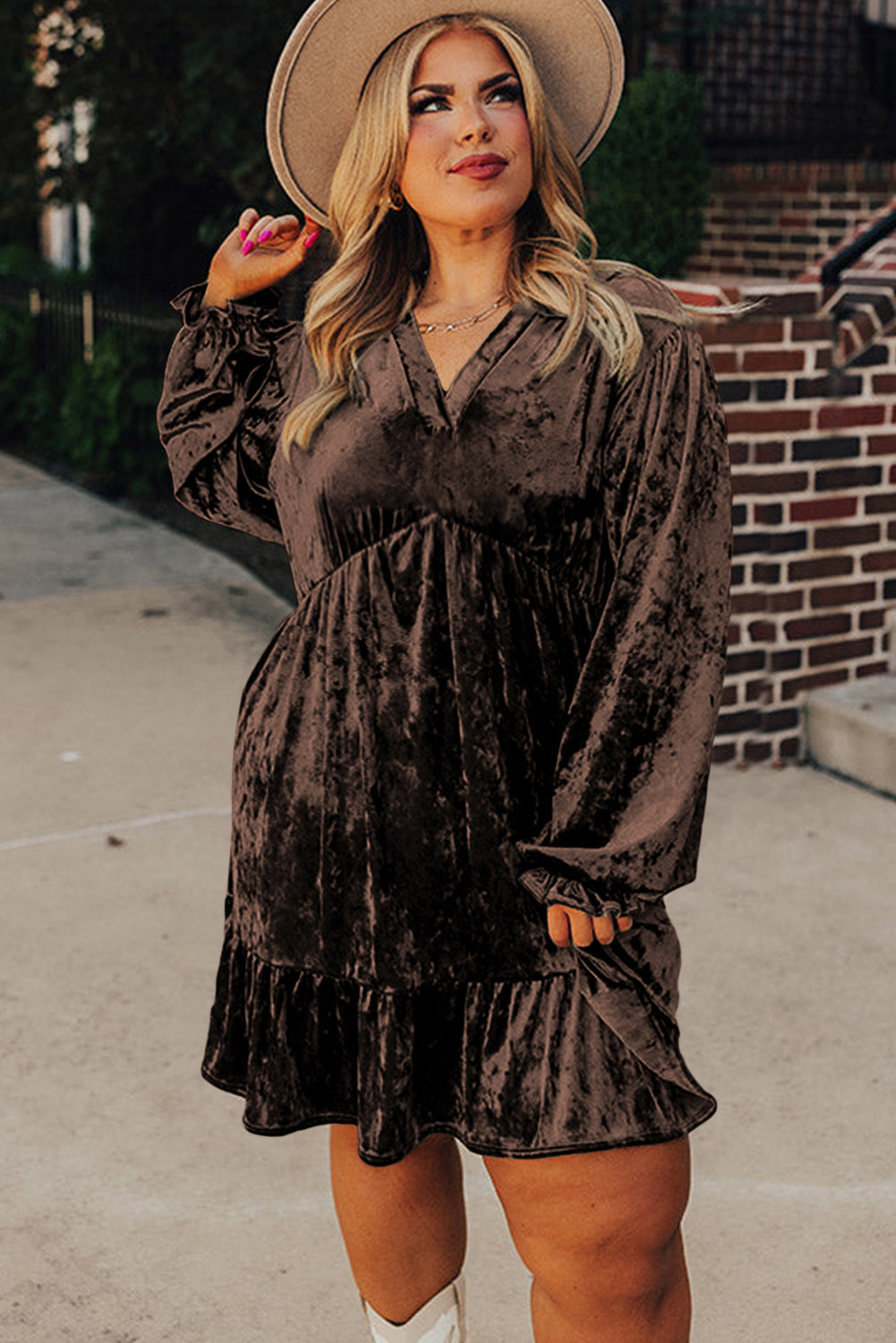 “Very Velvet” Babydoll Plus Size Dress