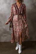 "Beauty in Brown" Floral Frilled Dress