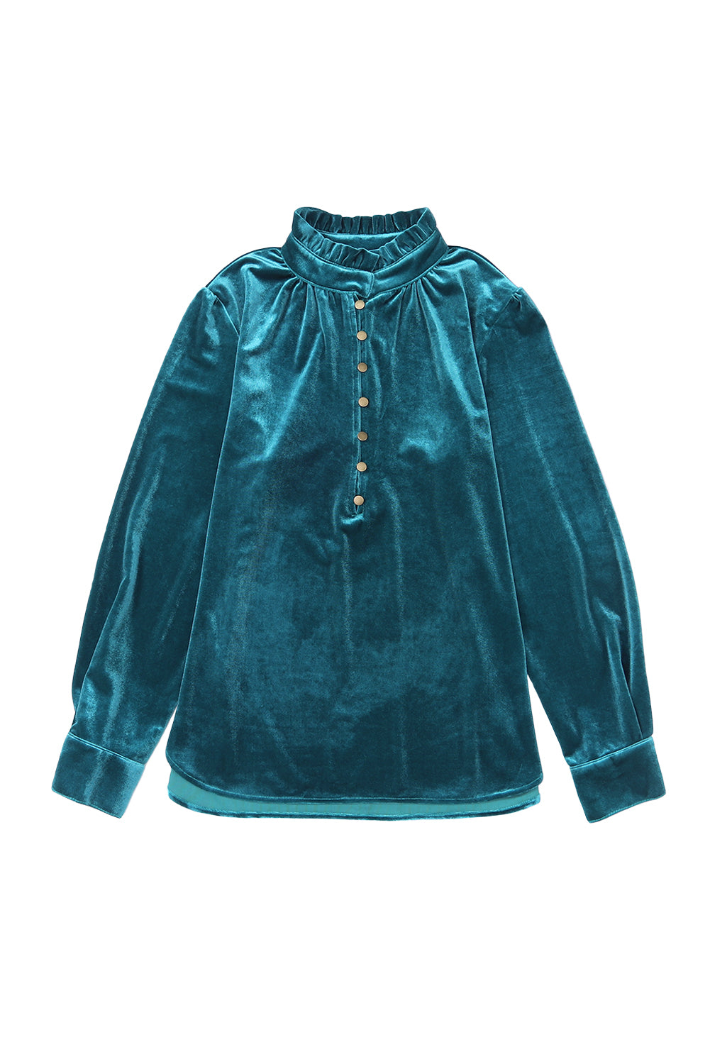 “Frilled” Mock Neck Velvet Top