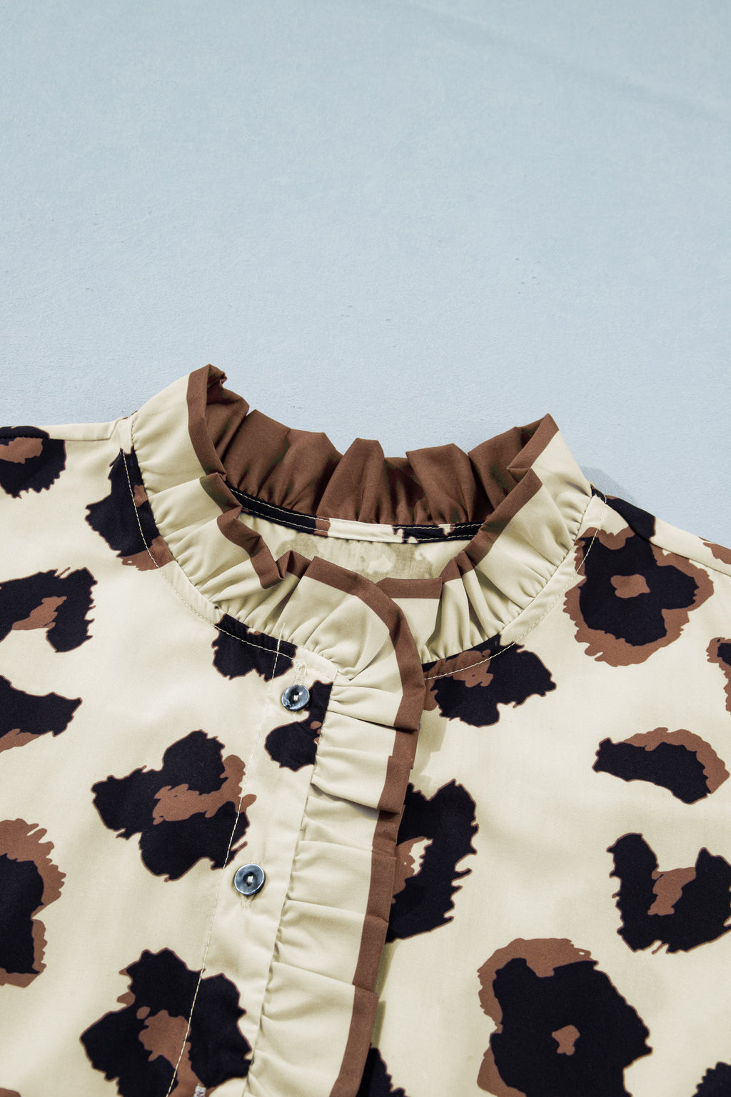 Leopard Print Khaki Plus Size Blouse