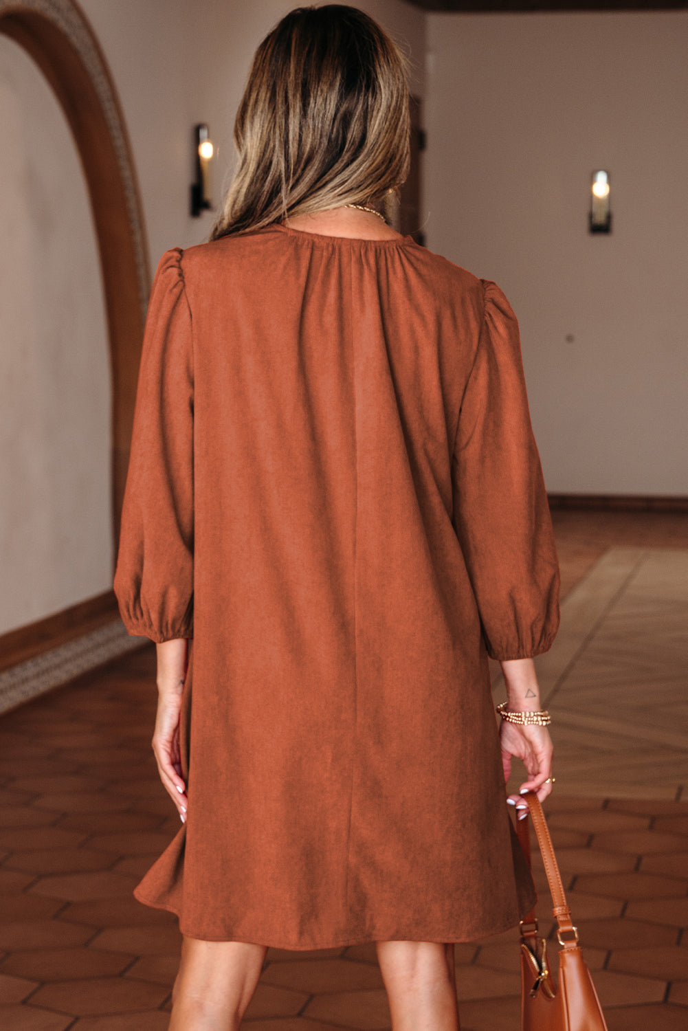 "Scalloped and Sleek" Corduroy Dress