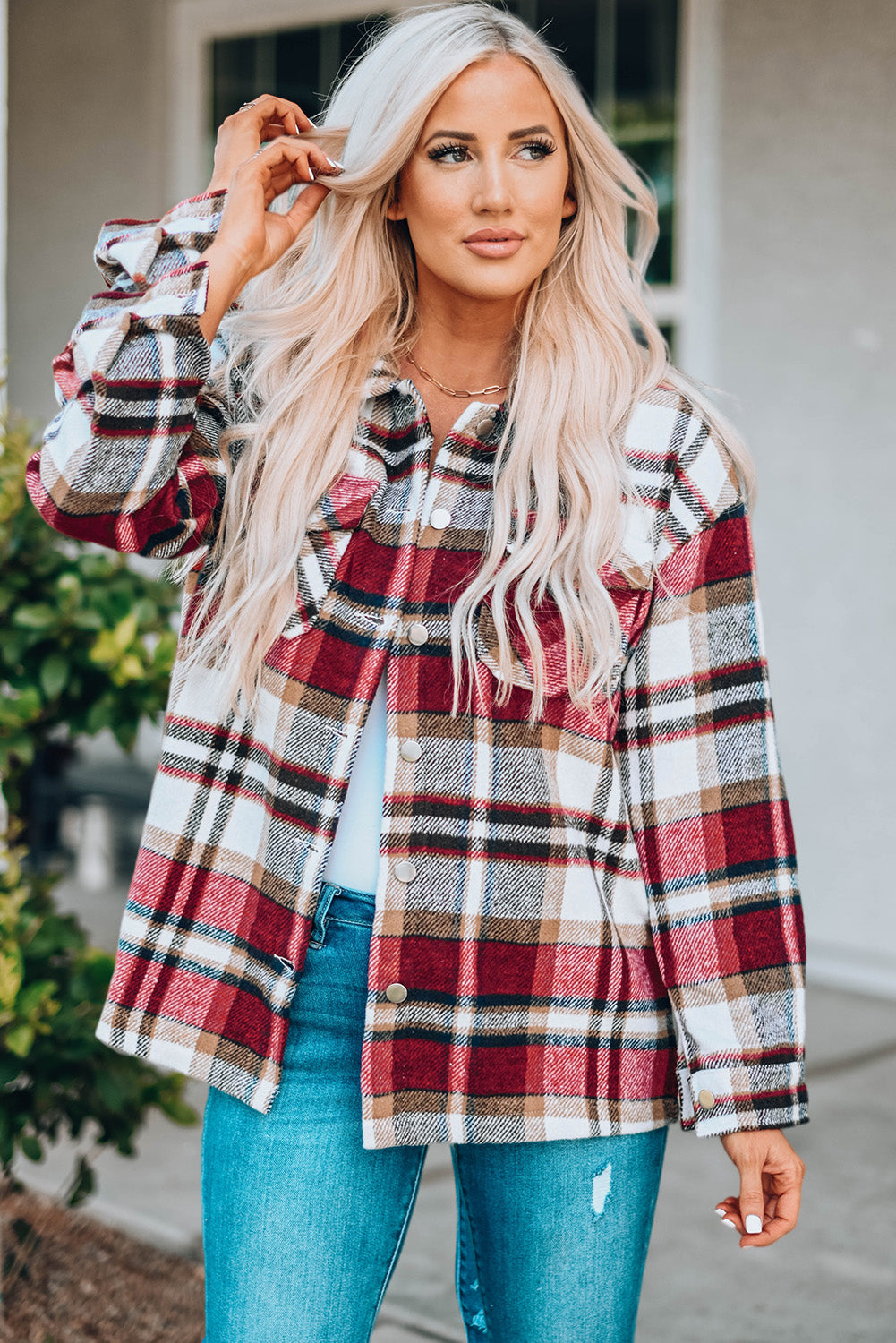 "Go for Geometric" Plaid Shacket