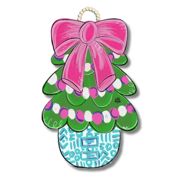 Pink Chinoiserie Tree Hanger Door Hanger