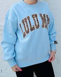 Lulu Mac Sweatshirt Baby Blue Leopard Logo